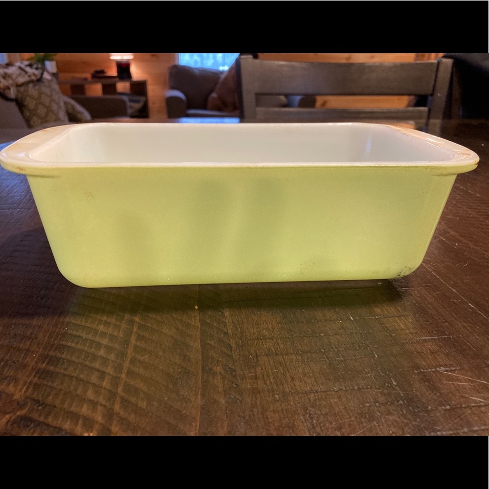 Lime green Pyrex dish
